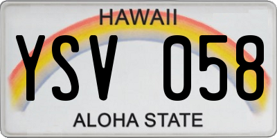 HI license plate YSV058