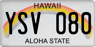 HI license plate YSV080