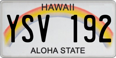 HI license plate YSV192