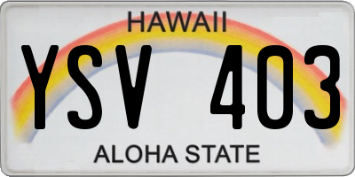 HI license plate YSV403