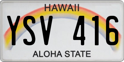 HI license plate YSV416