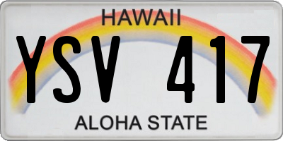 HI license plate YSV417