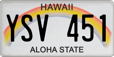 HI license plate YSV451