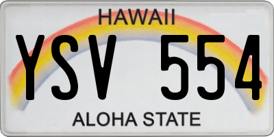 HI license plate YSV554