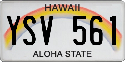 HI license plate YSV561