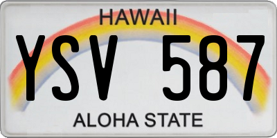 HI license plate YSV587