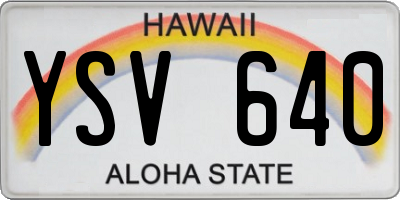 HI license plate YSV640