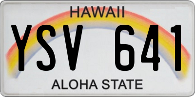 HI license plate YSV641