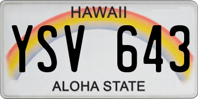 HI license plate YSV643