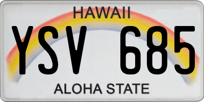 HI license plate YSV685