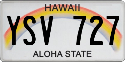 HI license plate YSV727