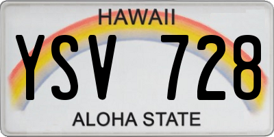 HI license plate YSV728