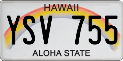 HI license plate YSV755