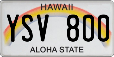 HI license plate YSV800