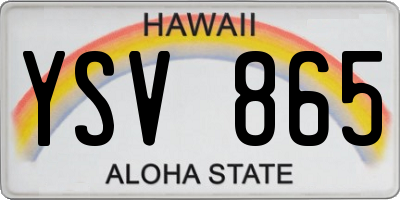 HI license plate YSV865