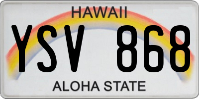 HI license plate YSV868