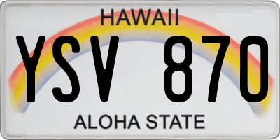 HI license plate YSV870
