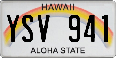 HI license plate YSV941