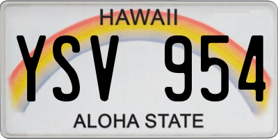 HI license plate YSV954