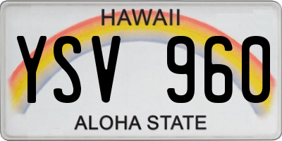HI license plate YSV960