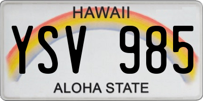HI license plate YSV985