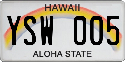 HI license plate YSW005