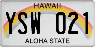 HI license plate YSW021