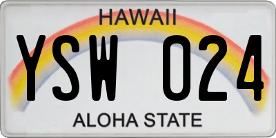 HI license plate YSW024