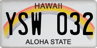 HI license plate YSW032