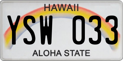 HI license plate YSW033