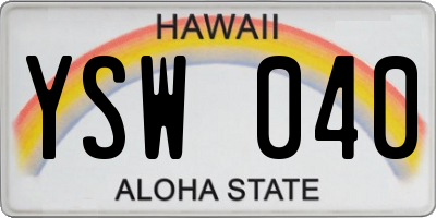 HI license plate YSW040