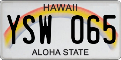 HI license plate YSW065