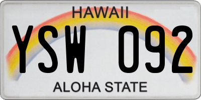 HI license plate YSW092