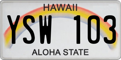 HI license plate YSW103