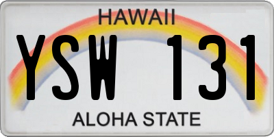HI license plate YSW131