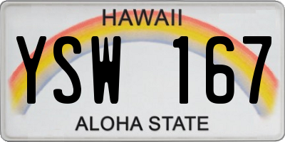 HI license plate YSW167