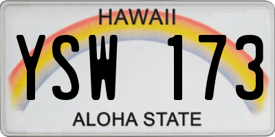 HI license plate YSW173