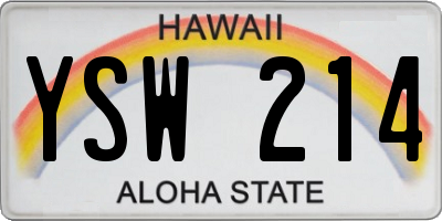 HI license plate YSW214