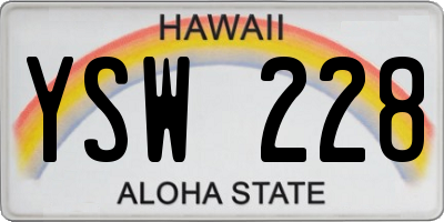 HI license plate YSW228