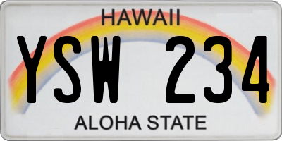 HI license plate YSW234