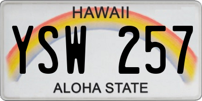 HI license plate YSW257