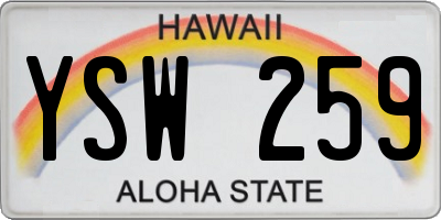 HI license plate YSW259