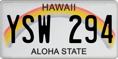 HI license plate YSW294