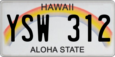 HI license plate YSW312