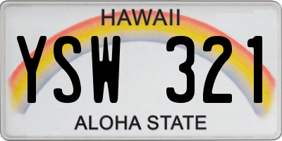 HI license plate YSW321