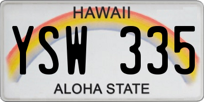 HI license plate YSW335