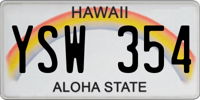 HI license plate YSW354