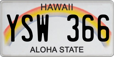 HI license plate YSW366