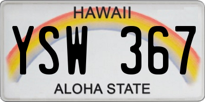 HI license plate YSW367