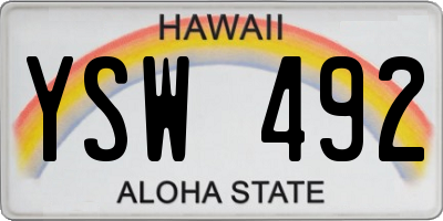 HI license plate YSW492
